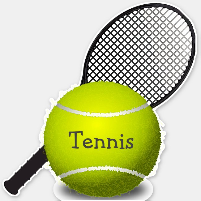 Tennis Ball Racquet Design Contour Sticker