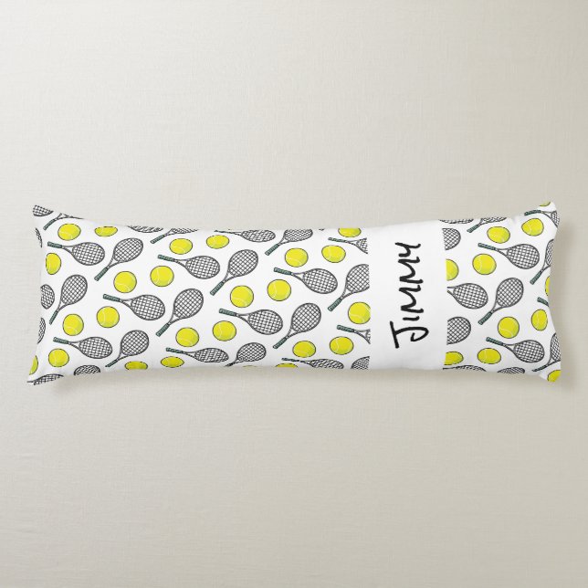 TENNIS Ball Racquet NAME Sports Teens Fun Body Pillow (Front)