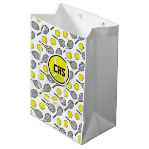 Tennis Ball Racquet Sports School INITIALS Team Medium Gift Bag