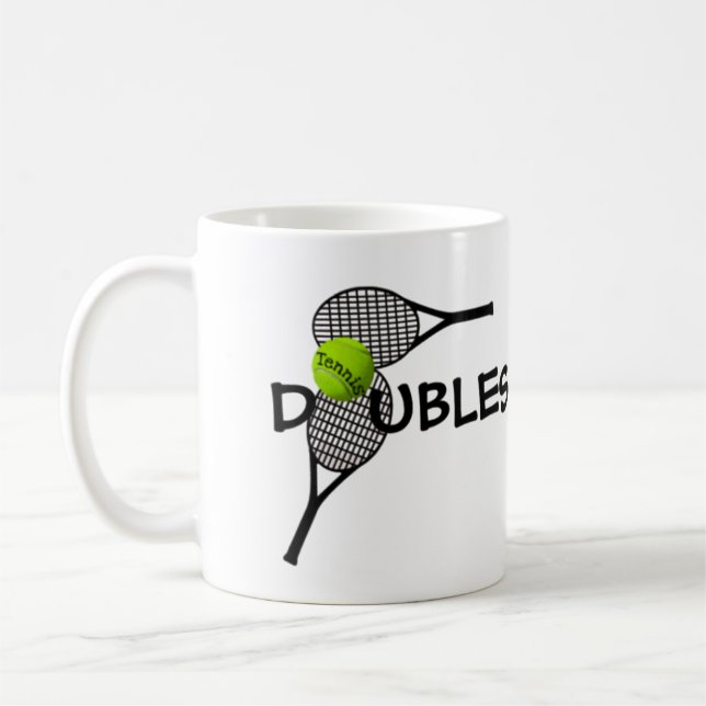 Tennis Ball Racquets Doubles Game Coffee Mug (Left)