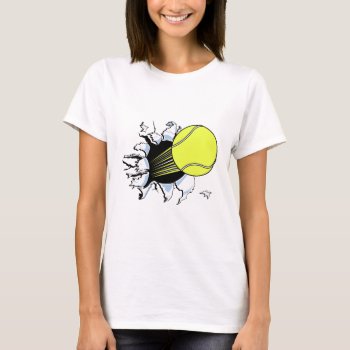 Tennis Ball Ripping Through T-shirt by sports_shop at Zazzle