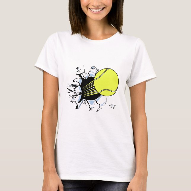 tennis ball ripping through T-Shirt (Front)