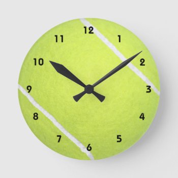 Tennis Ball Round Clock by CarriesCamera at Zazzle