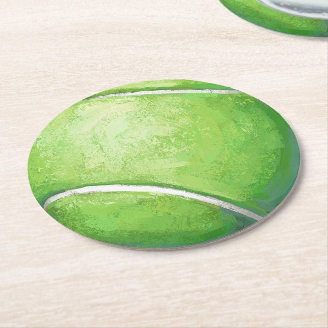 Tennis Ball Round Paper Coaster (Angled)