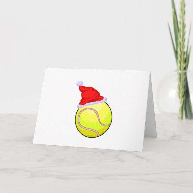 Tennis Ball (Santa Hat) Holiday Card (Front)