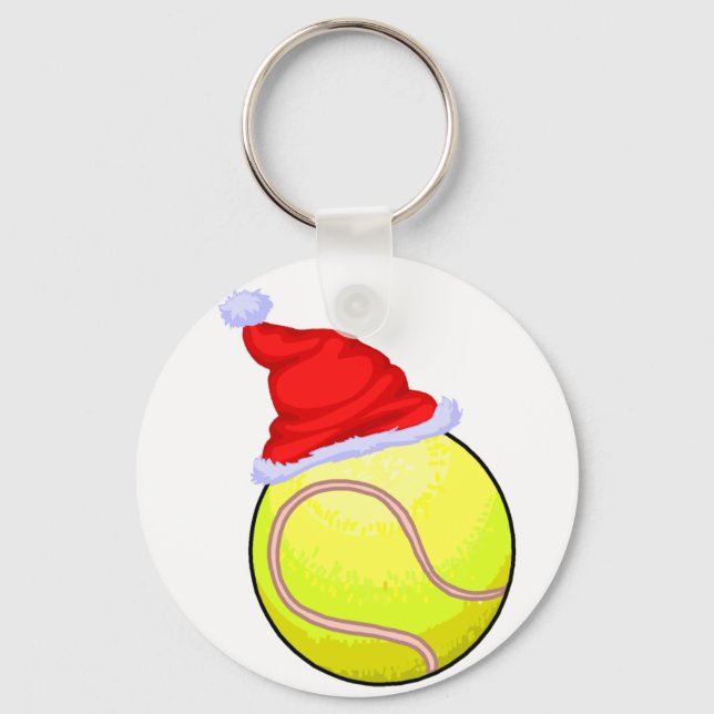 Tennis Ball (Santa Hat) Keychain (Front)