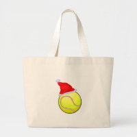 Tennis Ball (Santa Hat) Large Tote Bag