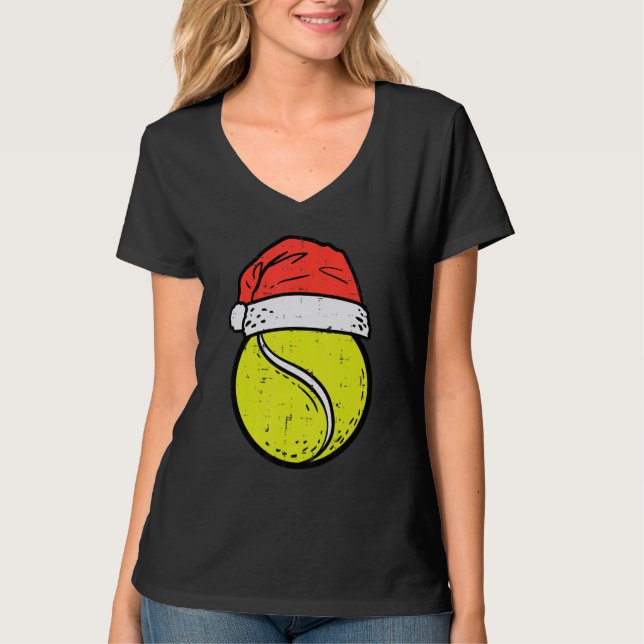 Tennis Ball Santa Hat Sports Christmas Xmas Men Wo T-Shirt (Front)