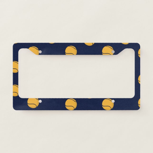 Tennis Ball Seamless Pattern, Tennis Player Gift License Plate Frame (Front)