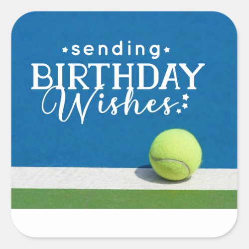 Tennis ball Sending Birthday Wishes Square Sticker