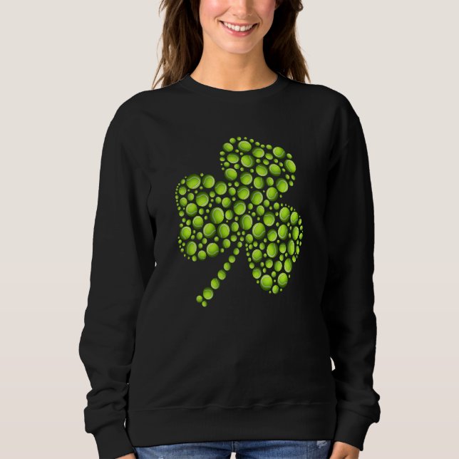 Tennis Ball Shamrock Leaf St Patrick's Day Men Boy Sweatshirt (Front)