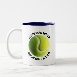 Tennis Ball & Small Text NAVY BLUE 11oz Custom Two-Tone Coffee Mug