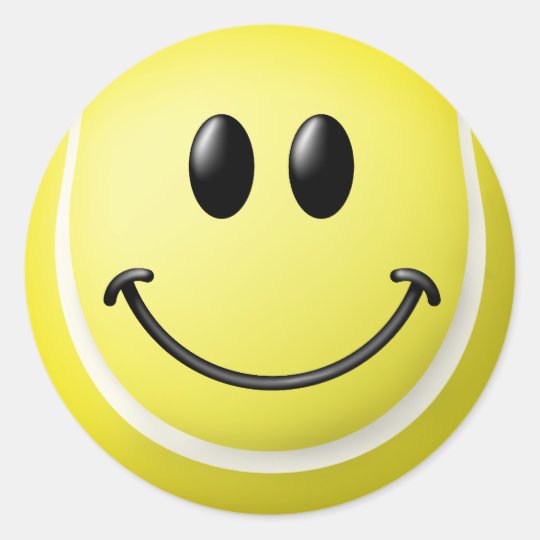 Tennis Ball Smiley Face Classic Round Sticker Zazzle