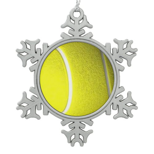 Tennis Ball Snowflake Pewter Christmas Ornament
