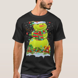 Tennis Ball Snowman Xmas Lights Tennis Christmas T-Shirt