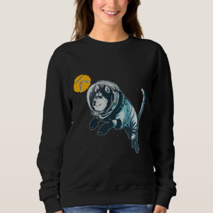 Tennis Ball Space Husky Wolf Space Blue Dog Astron Sweatshirt