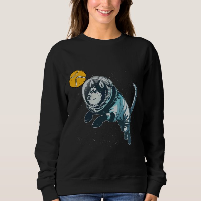 Tennis Ball Space Husky Wolf Space Blue Dog Astron Sweatshirt (Front)