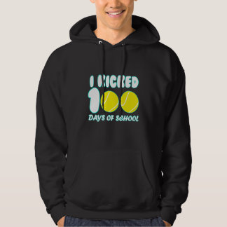 Tennis Ball Sport I Kicked 100 Days of School Teac Hoodie