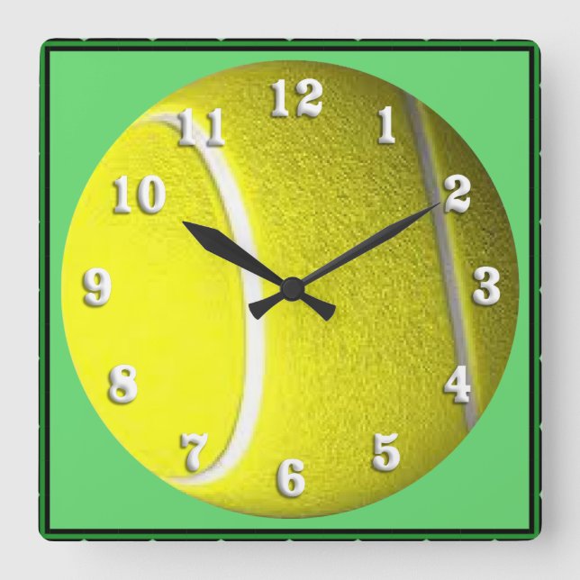 Tennis Ball Sport Wall Clock White Numbers (Front)