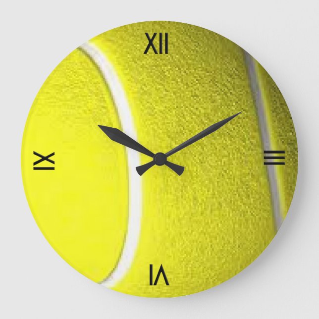 Tennis Ball Sport Wall Clock with Roman Numerals (Front)