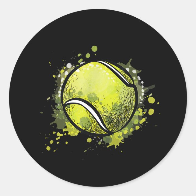 Tennis Ball Sports And Tennis Lover Christmas Classic Round Sticker (Front)