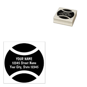 Tennis ball sports logo custom return address rubber stamp