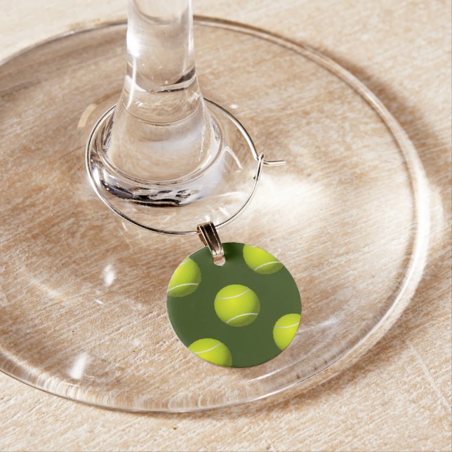 Tennis Ball Sports Wine Glass Charm (In Situ)