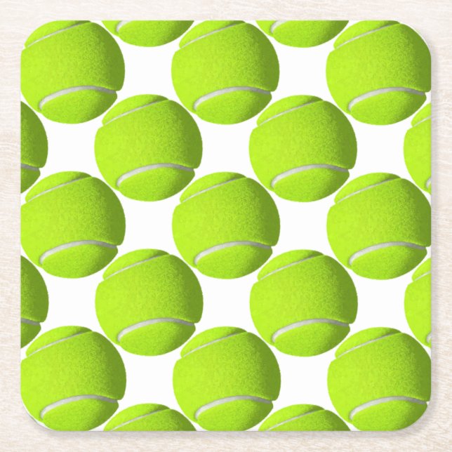 Tennis Ball Square Paper Coaster (Front)