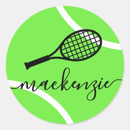 Tennis Ball Stickers Green Personalized Name