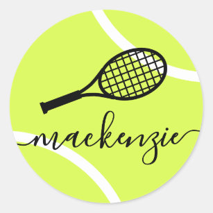 Tennis Ball Stickers Personalized Script Name