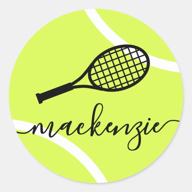 Tennis Ball Stickers Personalized Script Name (Front)