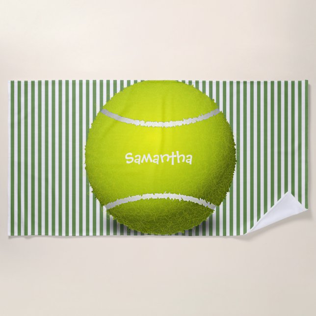 Tennis Ball Stripes Design Beach Towel (Front)