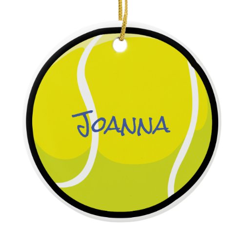 Tennis Ball Team Player Coach Yellow Sports Fun Ceramic Ornament