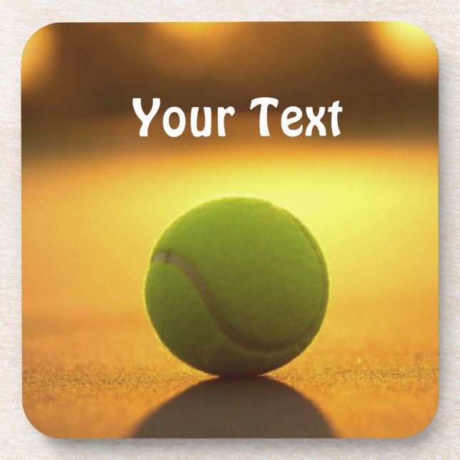 Tennis Ball Tennis Court Personalize Customize Beverage Coaster (Front)