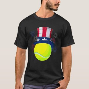 Tennis Ball & Uncle Sam Hat American Flag 4th Of J T-Shirt