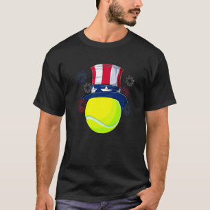 Tennis Ball & Uncle Sam Hat American Flag 4th Of J T-Shirt