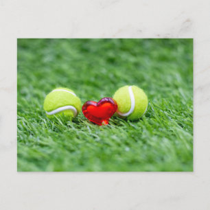 Tennis ball Valentine's Day with heart Holiday Postcard