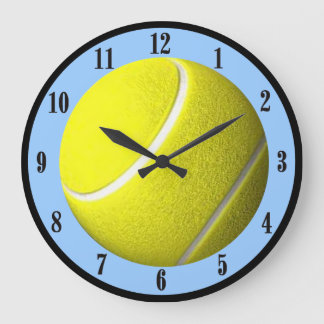 Tennis Ball Wall Clock Blue Court Black Numbers