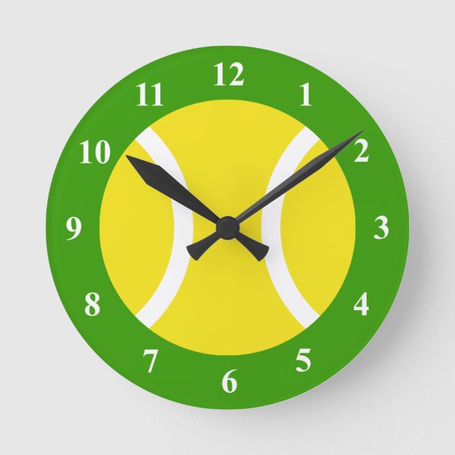 Tennis ball wall clock with numbers (Front)