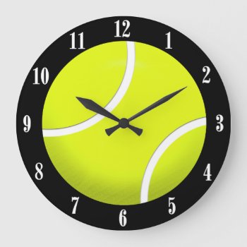 Tennis Ball Wall Clock With White Numbers by kahmier at Zazzle