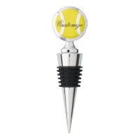 Tennis ball wine stoppers with personalized text