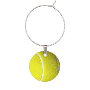 Tennis Ball Wine Tag Glass Charm