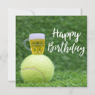 Tennis ball with Beer Birthday Card