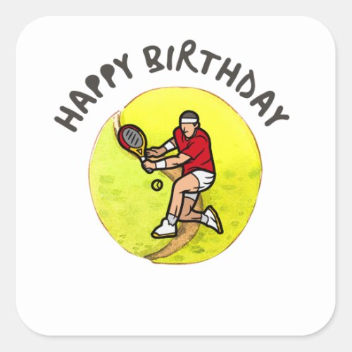 Tennis ball with  Birthday Player on Ball  Square Sticker