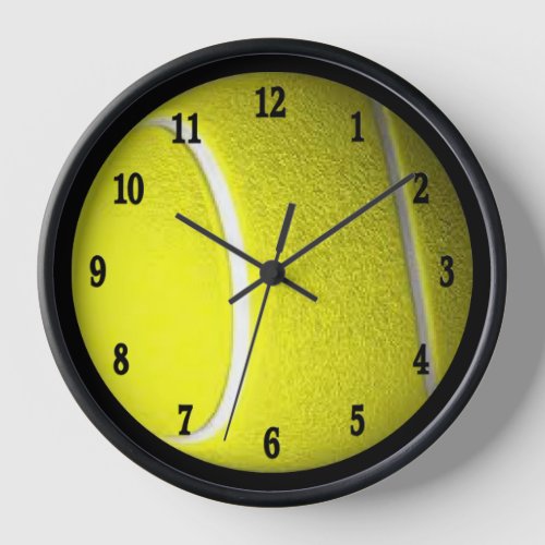 Tennis Ball with Black Numbers Sport Wall Clock