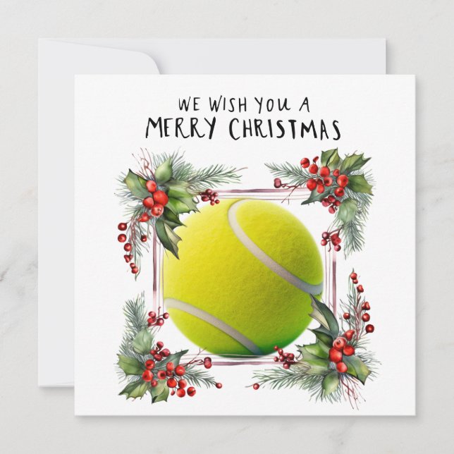Tennis Ball with Christmas Frame Holiday Card (Front)