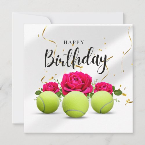 Tennis ball with flower for birthday  card