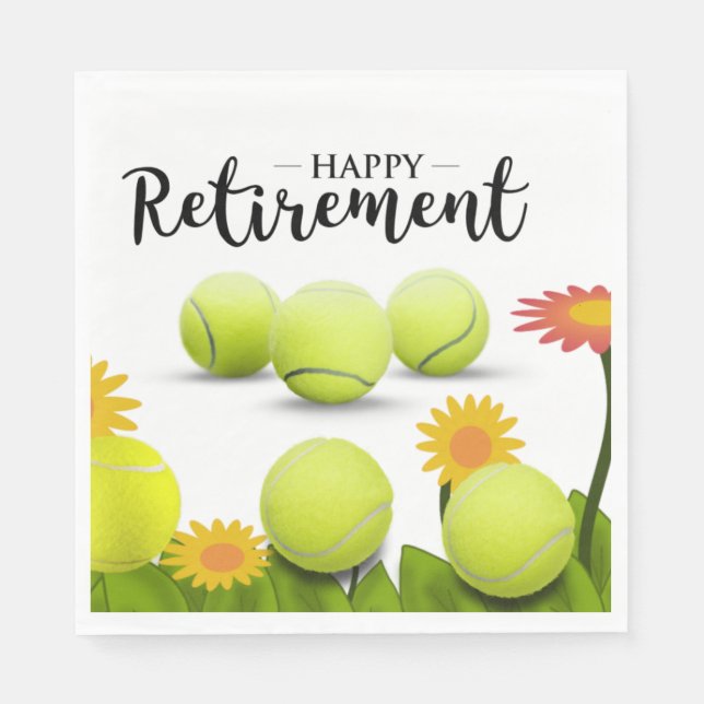 Tennis ball with flower for player Retirement  Napkins (Front)