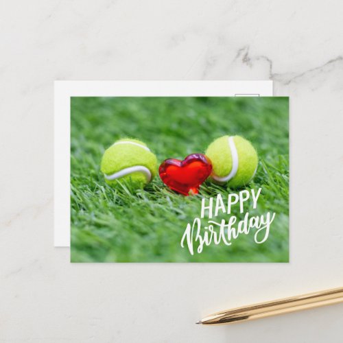Tennis ball with Happy Birthday  with love  Postcard