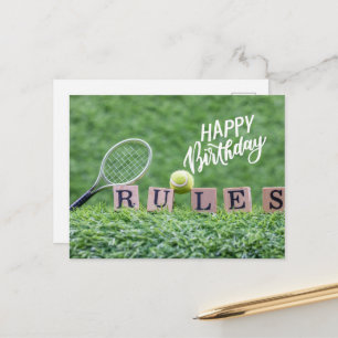 Tennis ball with Happy Birthday  with love  Postcard